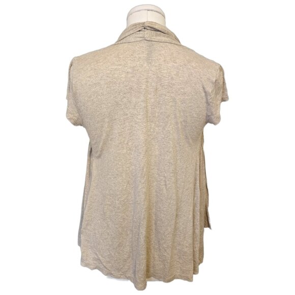 Vintage Y2K Short Sleeve Cardigan Smocked Cute Beige Boho Flowy School Sz M - Picture 5 of 6